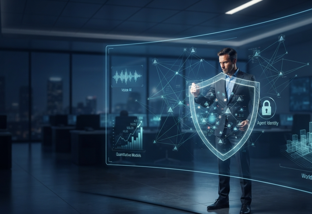 CIO setting governance boundaries around a network of autonomous AI agents, illustrating Gartner’s 2027 strategic technology trends